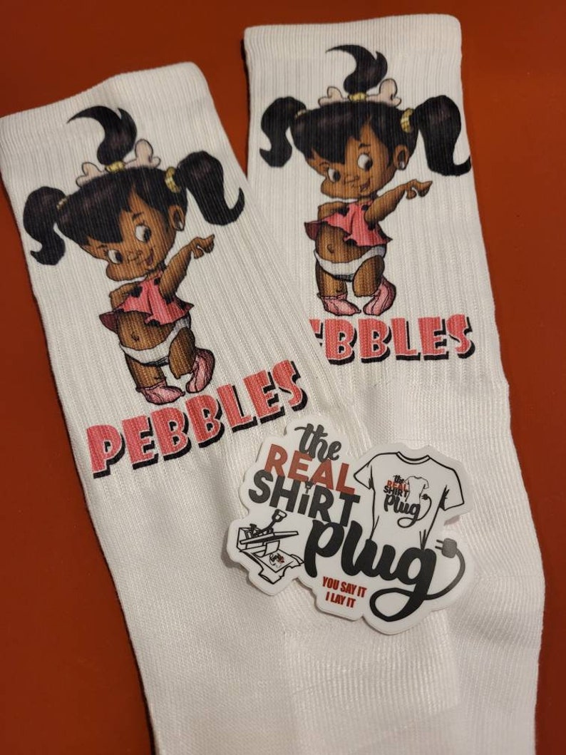 Pebbles | Flintston | Black Cartoons | The Real Shirt Plug ™ | Sublimation Socks
